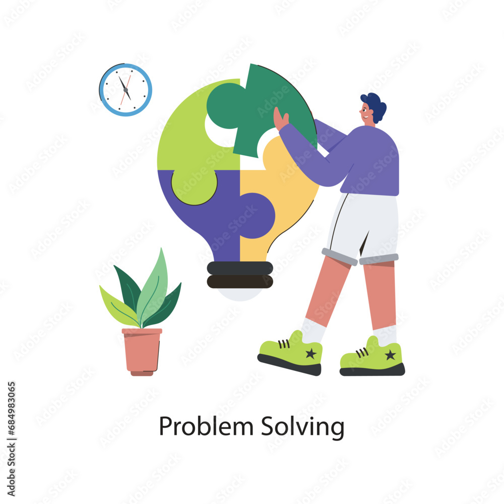 Poster Problem Solving vector Flat Design illustration. Symbol on White background EPS 10 File