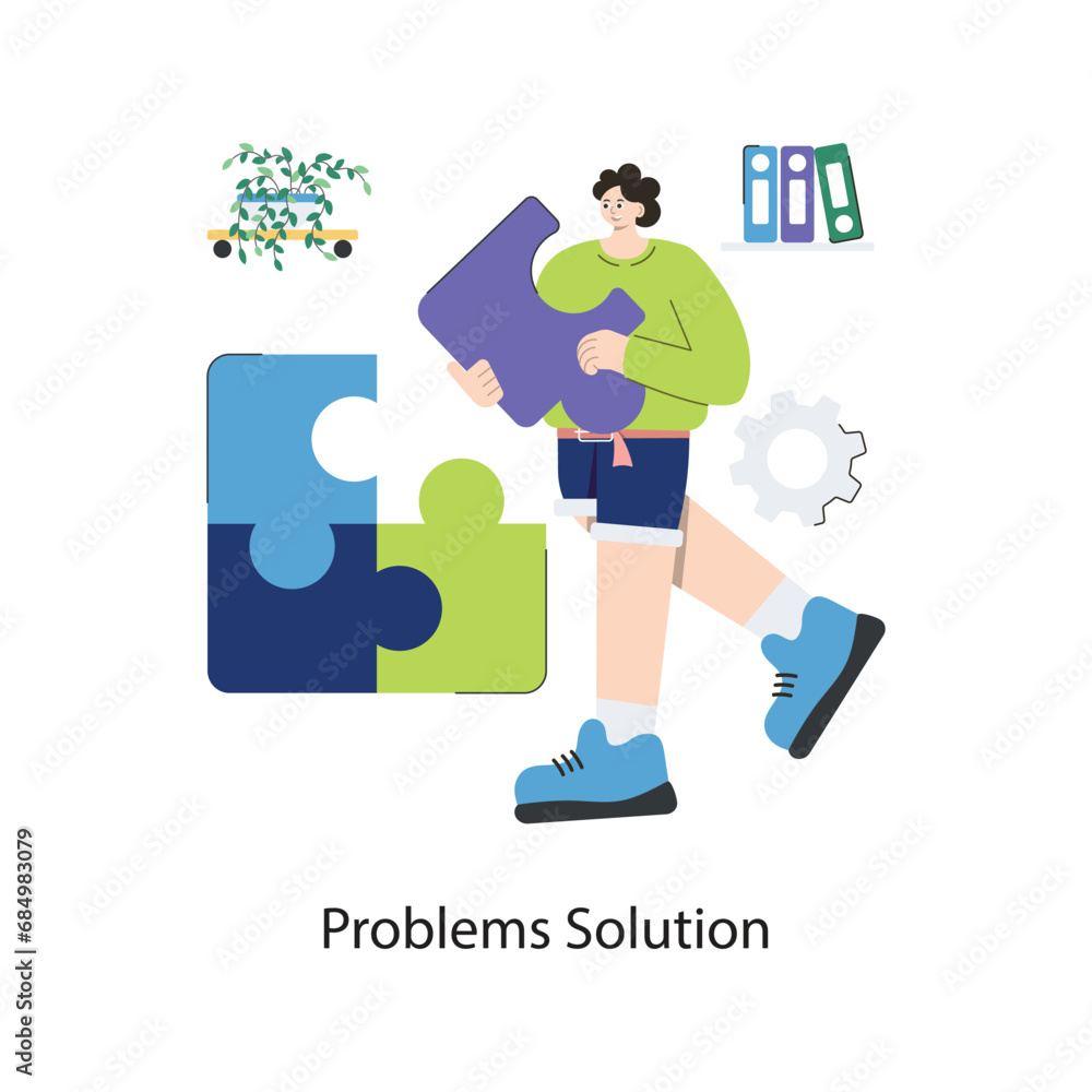 Poster problems solution vector flat design illustration. symbol on white background eps 10 file