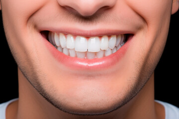 Obraz premium Closeup of mans smile with clean white teeth
