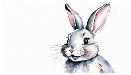 Fototapeta premium Cute easter bunny on white with copy space