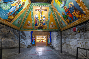 Orthodox church inside Targu Ocna Salt Mine near Targu Ocna town, Romania