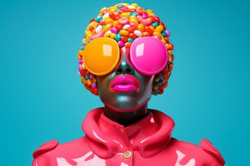 Candy-Coated Dreams: Vibrant Pop Art Portrait with a Sweet Twist