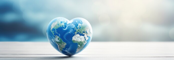 Heart-Shaped Earth with Natural Background Illustration