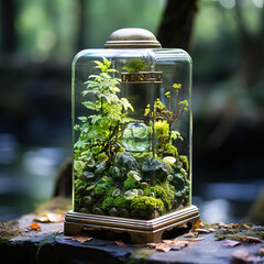 Nature's Miniature: A Forest Encapsulated in a Glass Cube