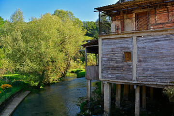 A derelict residential building on the River Una in Kulen Vakuf village in the Una National Park....