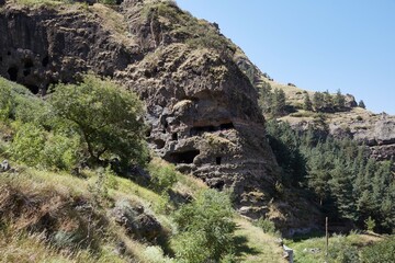 Fototapeta na wymiar Vanis Kvabebi, an ancient cave city located near and similar to Vardzia, Georgia