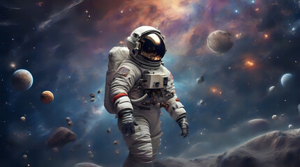 astronaut in space - obrazy, fototapety, plakaty