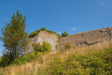 The walls of the historic 15th century Ostrovica Castle overlooking Kulen Vakuf village in the Una National Park. Una-Sana Canton, Federation of Bosnia and Herzegovina. Early September