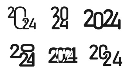 2024 logo text design set. vector number design template isolated on white background.
