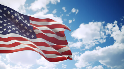USA flag and blue sky with cloud background,PPT background