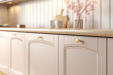 Close up details of furniture finishings in Stylish contemporary kitchen