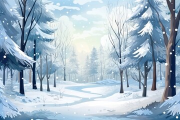 Forest winter landscape. Illustration