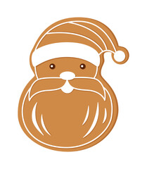 Gingerbread cookie Santa Claus isolated on white.