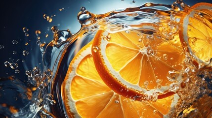 fruit slice juice drink pouring illustration fresh citrus, beverage juicy, glass background fruit slice juice drink pouring - obrazy, fototapety, plakaty