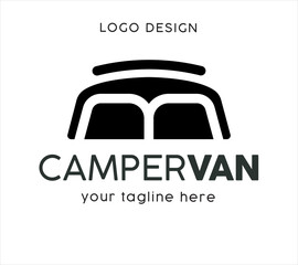Caravan outline vector design. minimalistic design for campervan logo design. Editable and colorable vector effect.