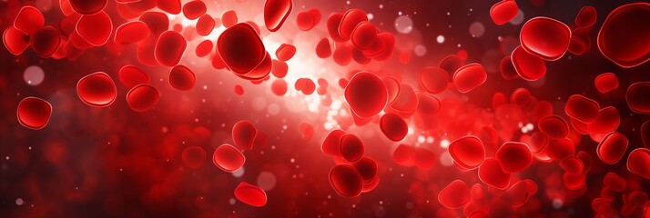 Red blood cells, medical red banner - obrazy, fototapety, plakaty
