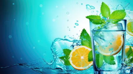 glass cold mojito drink citrus illustration cocktail fruit, mint ice, beverage juice glass cold mojito drink citrus - obrazy, fototapety, plakaty