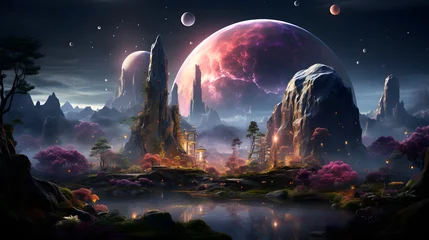 Foto auf Acrylglas Fantasielandschaft landscape of fictional planet