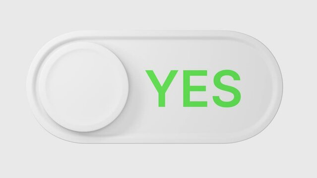 Yes or No switch toggle simple looped animation. Transparent backgound. QuickTime 3d rendered movie with alpha channel