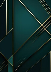 Abstract luxury geometric green with gold lines