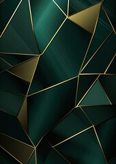 Abstract luxury polygonal dark green combine and gold