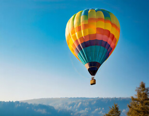 Traveling in a large hot air balloon with a burner