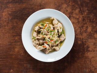 stir fried pork meat with garlic and chili