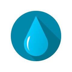 Blue water drop on circle icon flat vector design