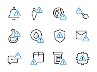 Warning and Alert Notification vector line icons. Error, Attention and Caution outline icon set.