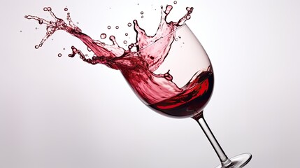 Cheering red wine with splash coming out of glass isolated
