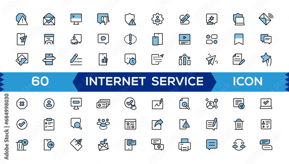 Poster internet icon set. containing online, computer, network, website, server, web design, hardware, soft