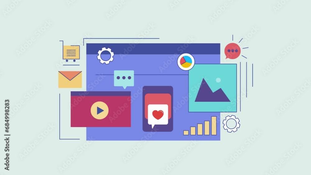 Poster social media management digital marketing data analytics mobile web traffic on dashboard interface, 