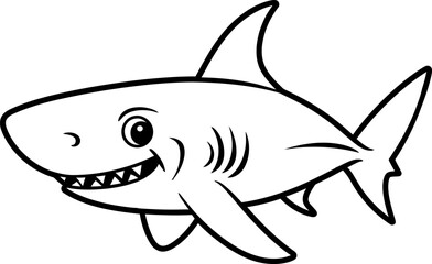 Cute shark silhouette in black color. Vector template.
