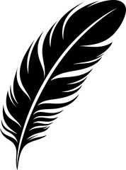 Feather silhouette in black color. Vector template for laser cutting.