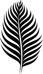 Obraz premium Exotic palm leaf silhouette icon in black color. Vector template.