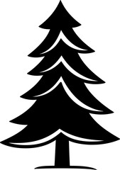 Obraz premium Fir tree silhouette icon in black color. Vector template for laser cutting.