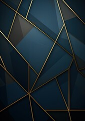Elegant gold light polygonal on blue geometric banner