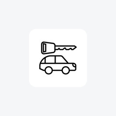 Car rental ,Car Hire Service, Flexible Rental,Line Icon, Outline icon, vector icon, pixel perfect icon