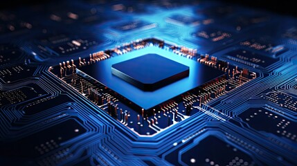 Microchip processor circuit board technology on dark