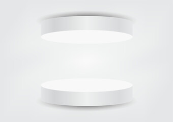 White blank podiums stand to show products on white background, Vector illustration.