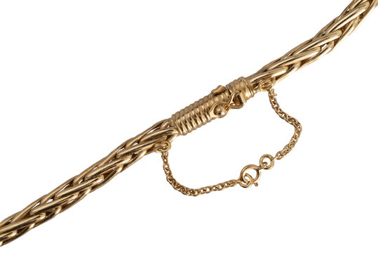 fermoir collier en or sur fond transparent