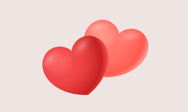 3D heart illustration. Vector red and pink heart for valentine's day. Love theme for your designs.