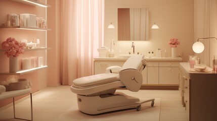 Fototapeta na wymiar A private and tranquil treatment room in a beauty salon, designed for relaxation and pampering.