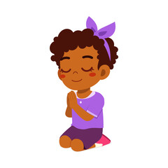 little kid show praying pose and feel peace