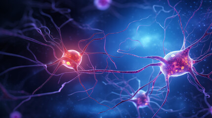 3d nerve cell illustrations human nervous system