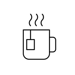 Hot tea cup line icon. Editable stroke