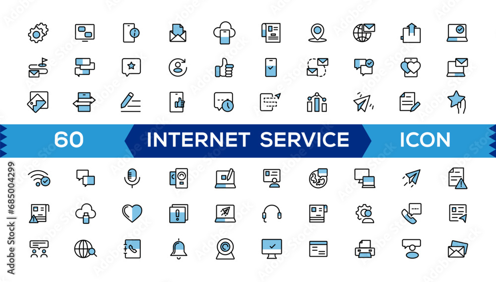 Poster internet icon set. containing online, computer, network, website, server, web design, hardware, soft