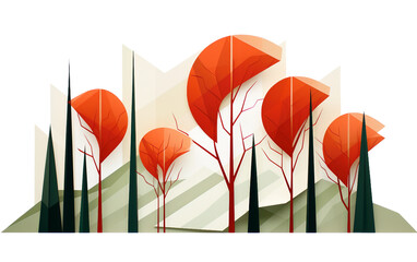 Bold and Modern Stylized Tree Illustration On transparent background