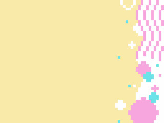 Retro Pixel Pastel Blue and Pink Bubbling drops Frame on Light Beige Background
