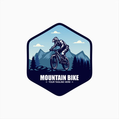 Extreme Downhill mountain bike sport vector illustration